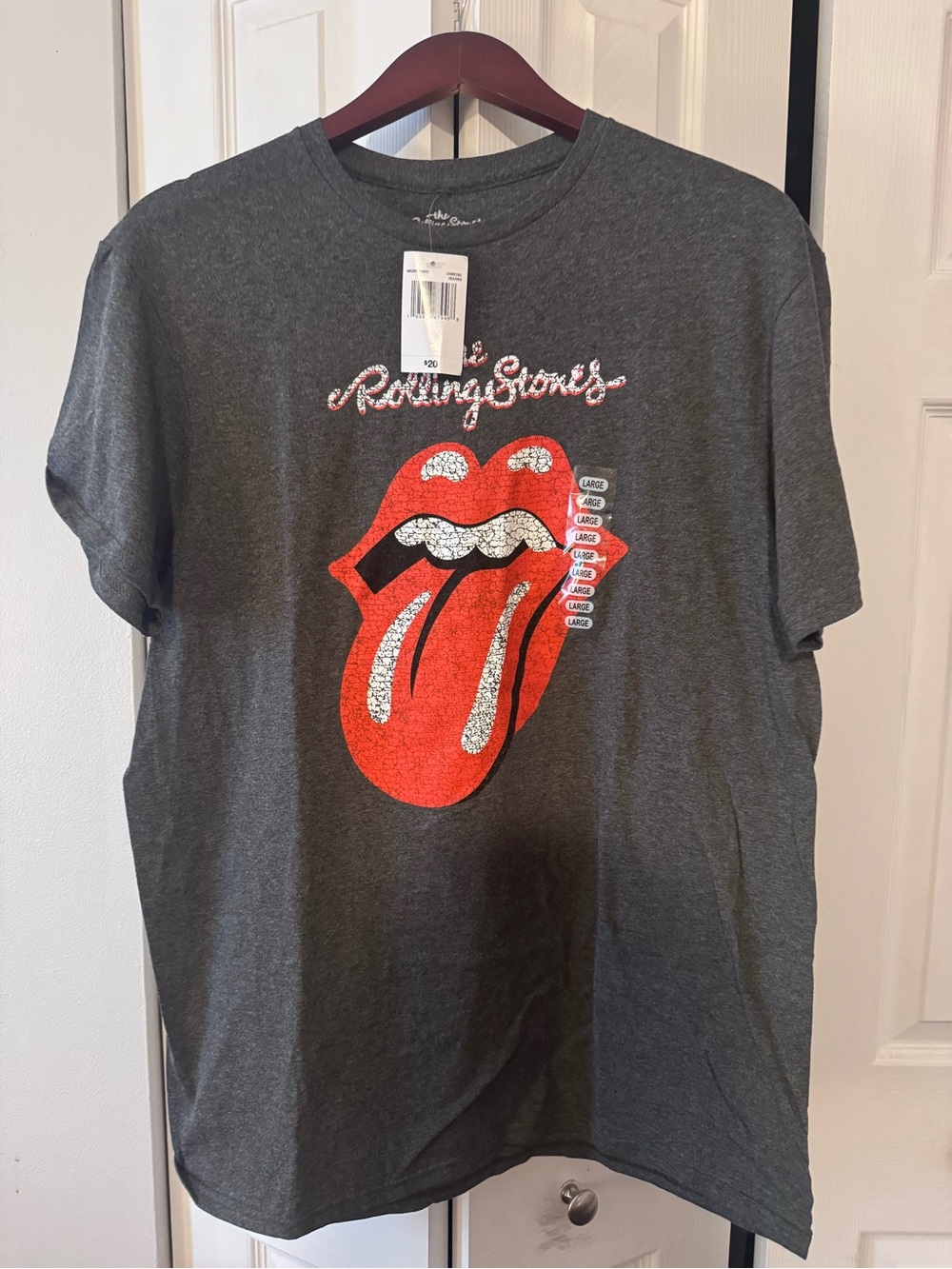 the Rolling Stones Gray T‑Shirt with Red Tongue Logo